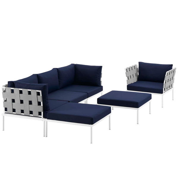 Harmony 6 Piece Outdoor Patio Aluminum Sectional Sofa Set