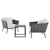 Stance 3 Piece Outdoor Patio Aluminum Sectional Sofa Set