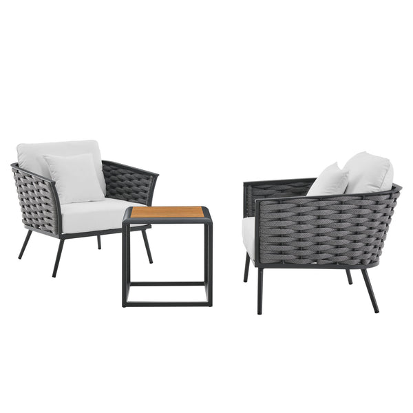 Stance 3 Piece Outdoor Patio Aluminum Sectional Sofa Set