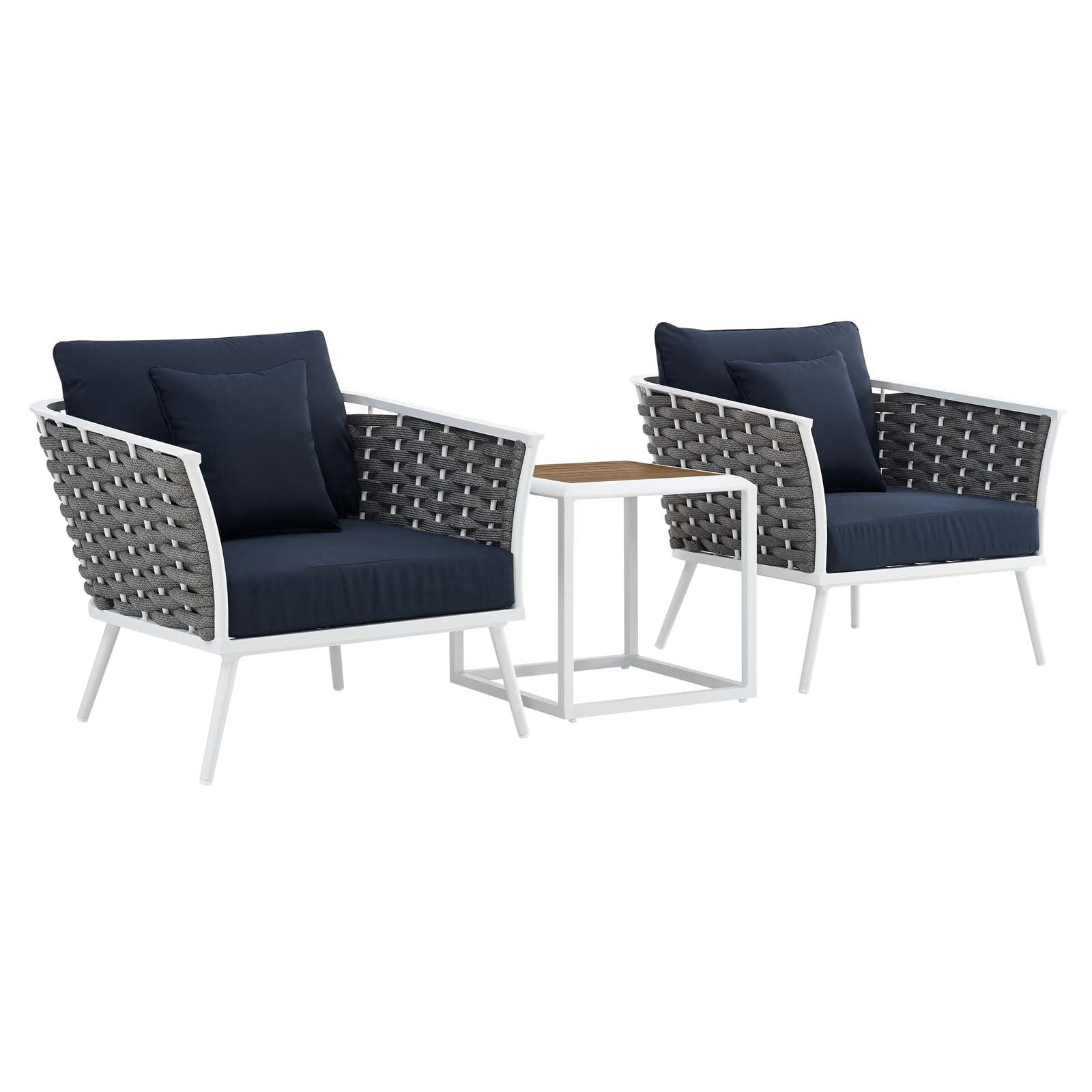 Stance 3 Piece Outdoor Patio Aluminum Sectional Sofa Set