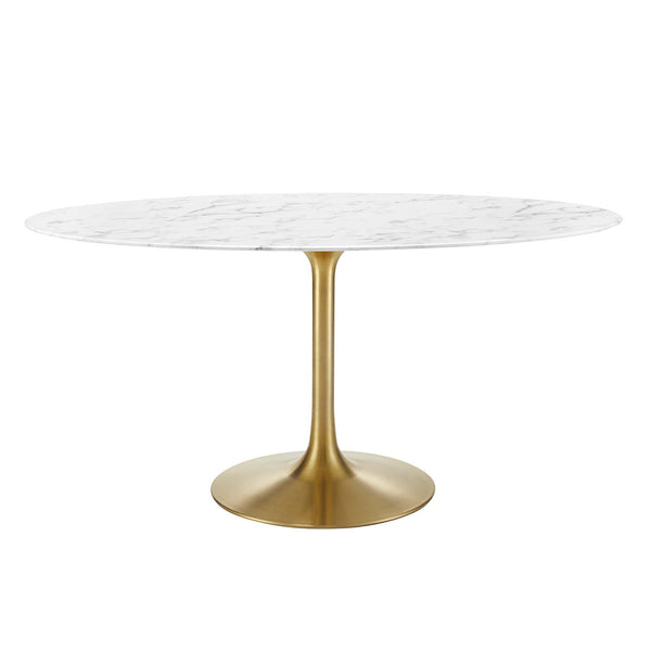 Lippa 60" Oval Artificial Marble Dining Table