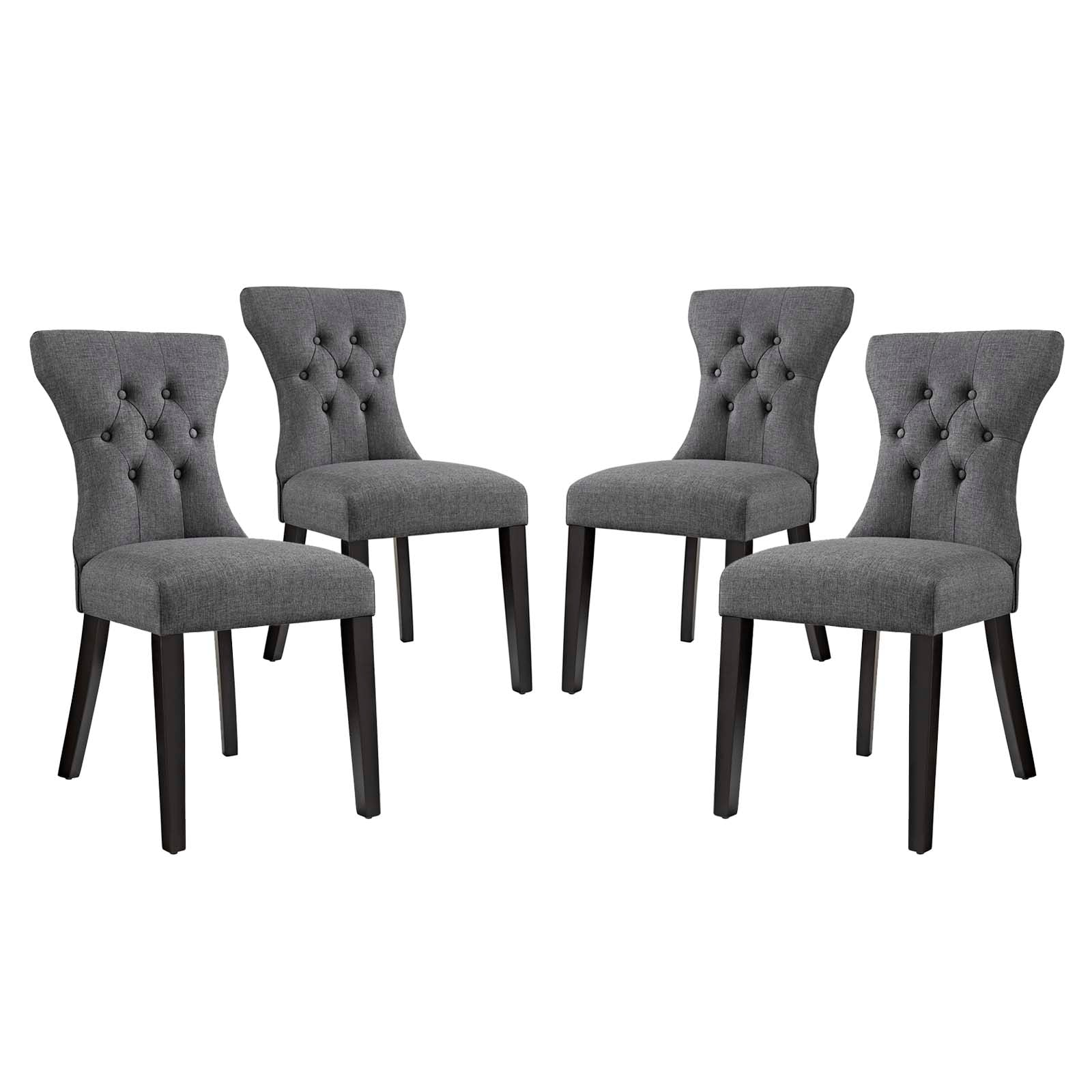 Silhouette Dining Side Chairs Upholstered Fabric Set of 4