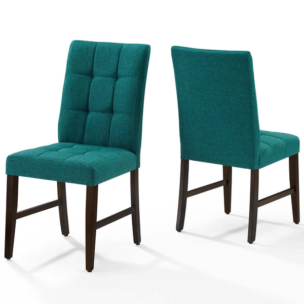 Promulgate Biscuit Tufted Upholstered Fabric Dining Chair Set of 2