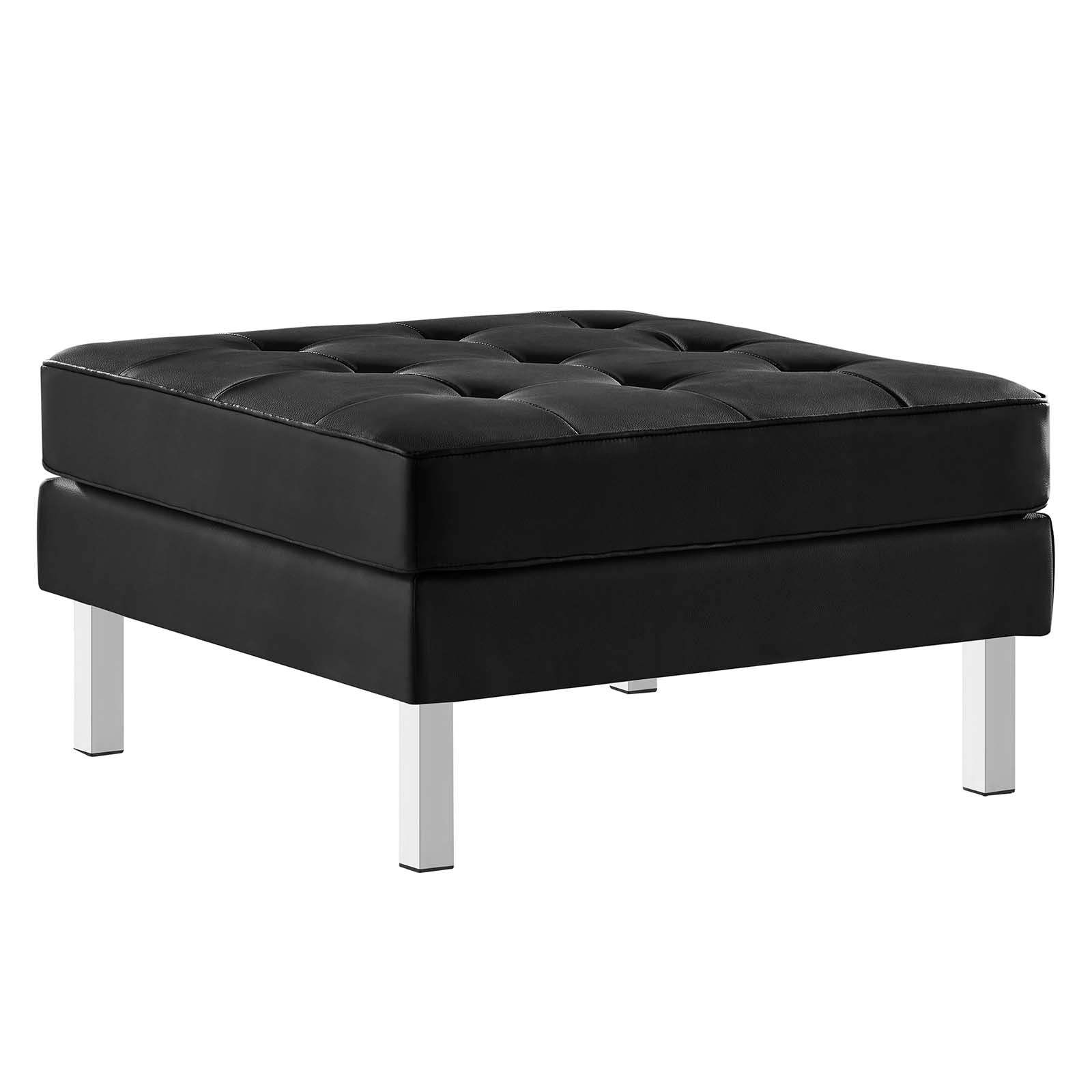 Loft Tufted Vegan Leather Ottoman