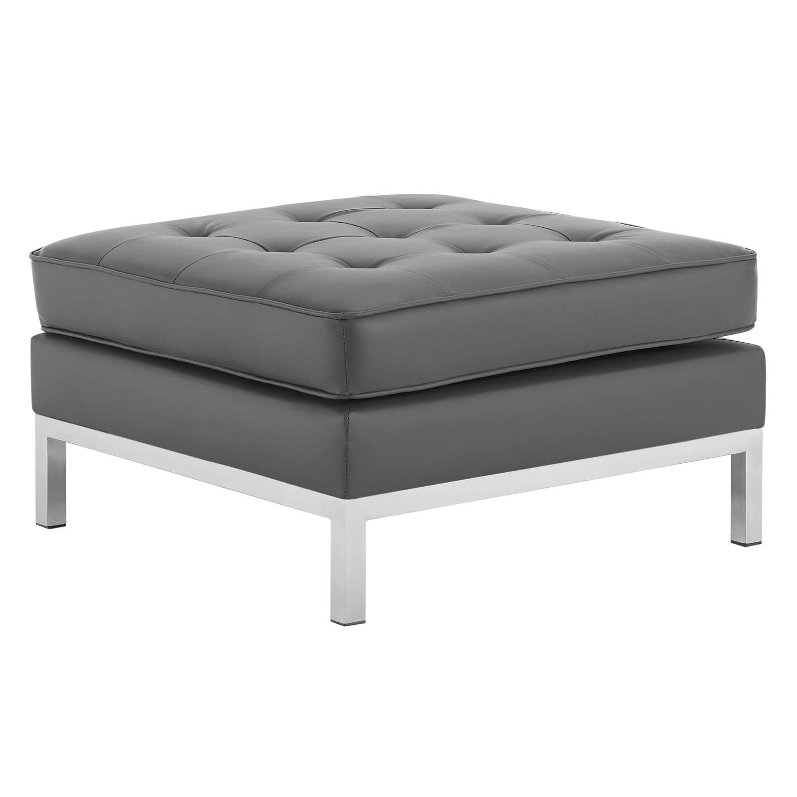 Loft Tufted Vegan Leather Ottoman