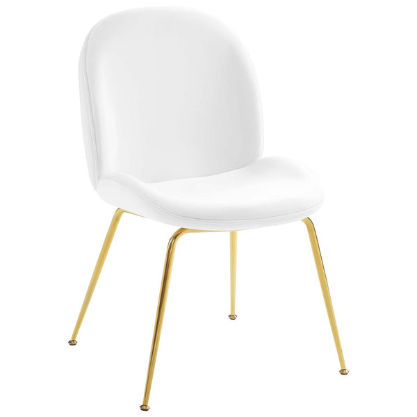 Scoop Gold Stainless Steel Leg Performance Velvet Dining Chair