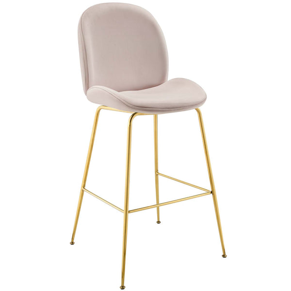 Scoop Gold Stainless Steel Leg Performance Velvet Bar Stool