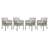 Aura Dining Armchair Outdoor Patio Wicker Rattan Set of 4