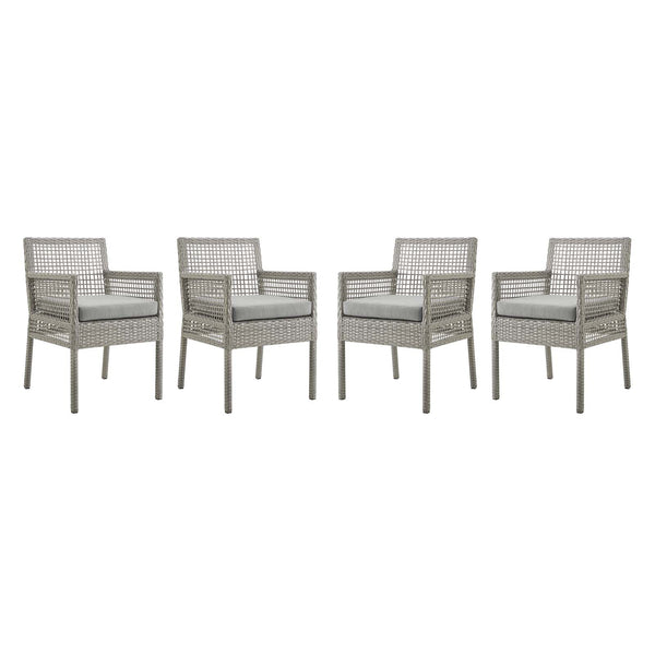 Aura Dining Armchair Outdoor Patio Wicker Rattan Set of 4