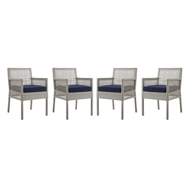 Aura Dining Armchair Outdoor Patio Wicker Rattan Set of 4