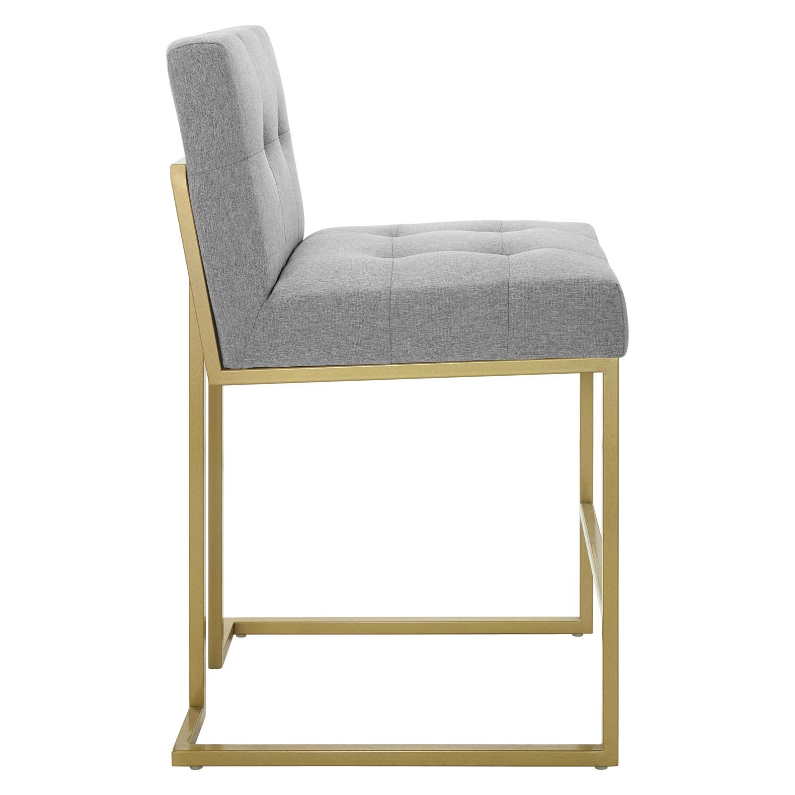 Privy Gold Stainless Steel Upholstered Fabric Counter Stool