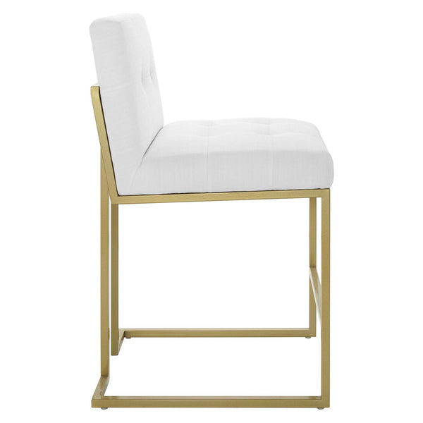 Privy Gold Stainless Steel Upholstered Fabric Counter Stool