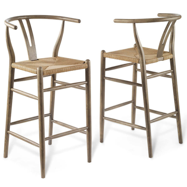 Amish Wood Bar Stool Set of 2