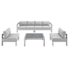 Shore Sunbrella® Fabric Outdoor Patio Aluminum 5 Piece Sectional Sofa Set