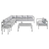 Shore Sunbrella® Fabric Outdoor Patio Aluminum 8 Piece Sectional Sofa Set