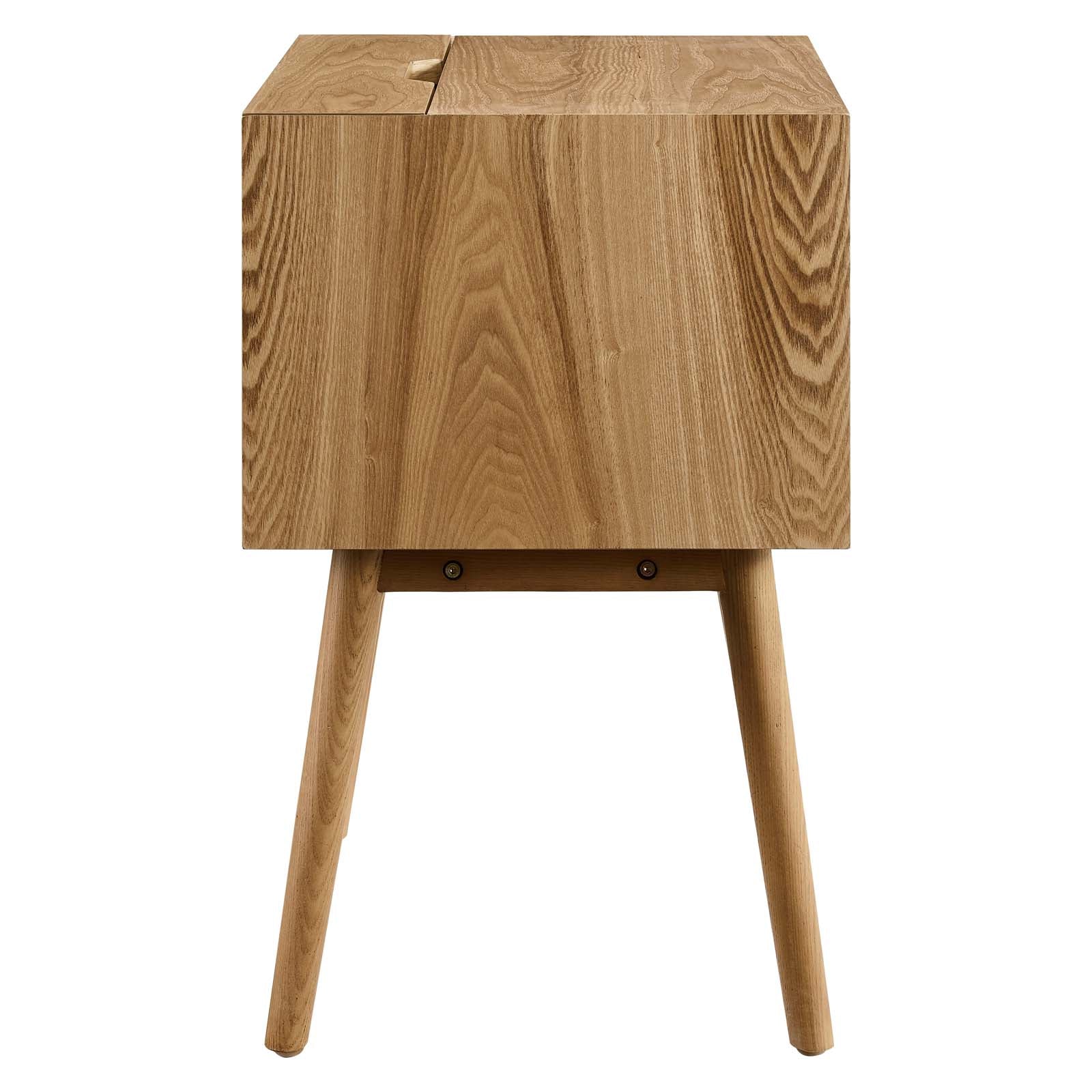 Ember Wood Nightstand With USB Ports