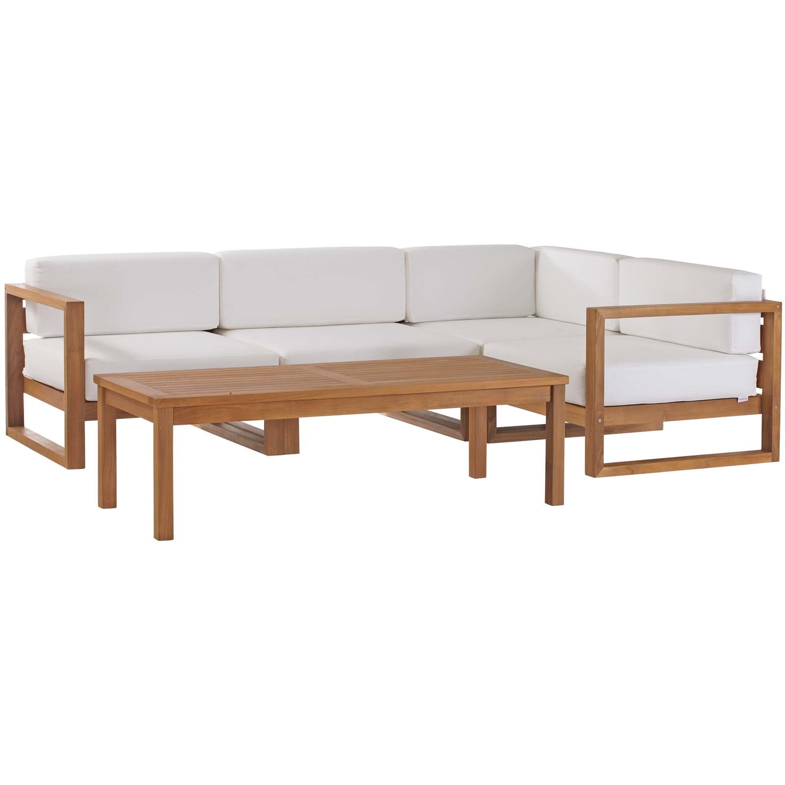 Upland Outdoor Patio Teak Wood 5-Piece Sectional Sofa Set