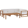 Upland Outdoor Patio Teak Wood 5-Piece Sectional Sofa Set