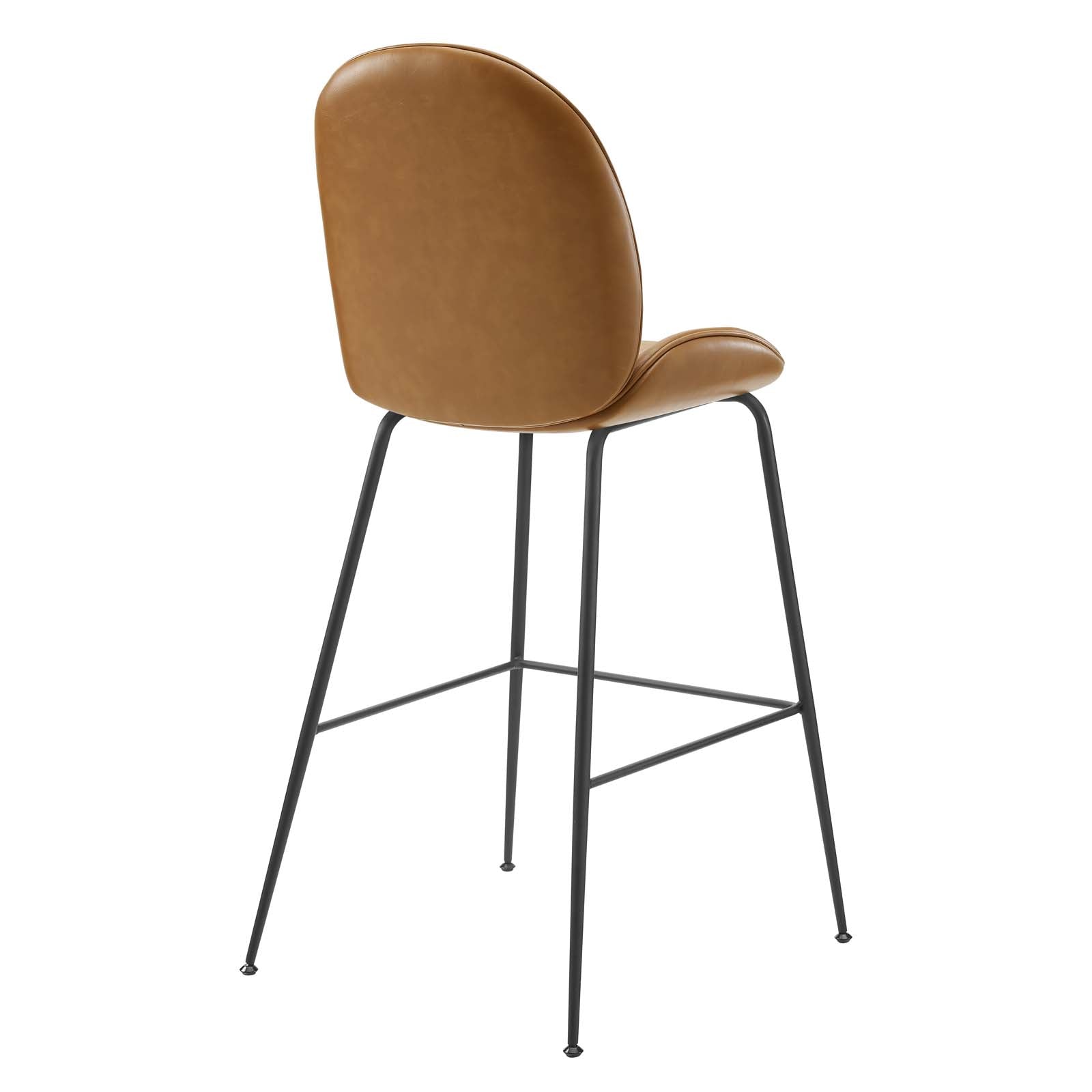 Scoop Black Powder Coated Steel Leg Vegan Leather Bar Stool