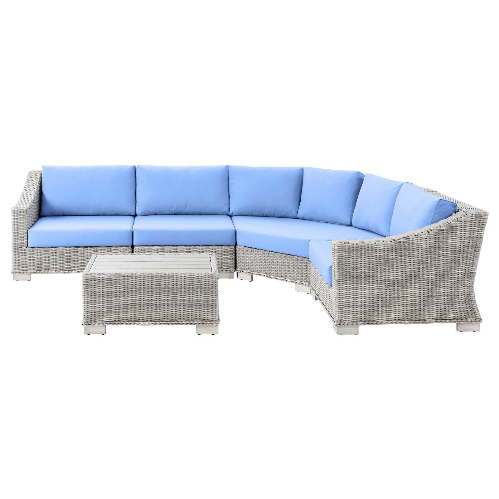 Conway Outdoor Patio Wicker Rattan 5-Piece Sectional Sofa Furniture Set