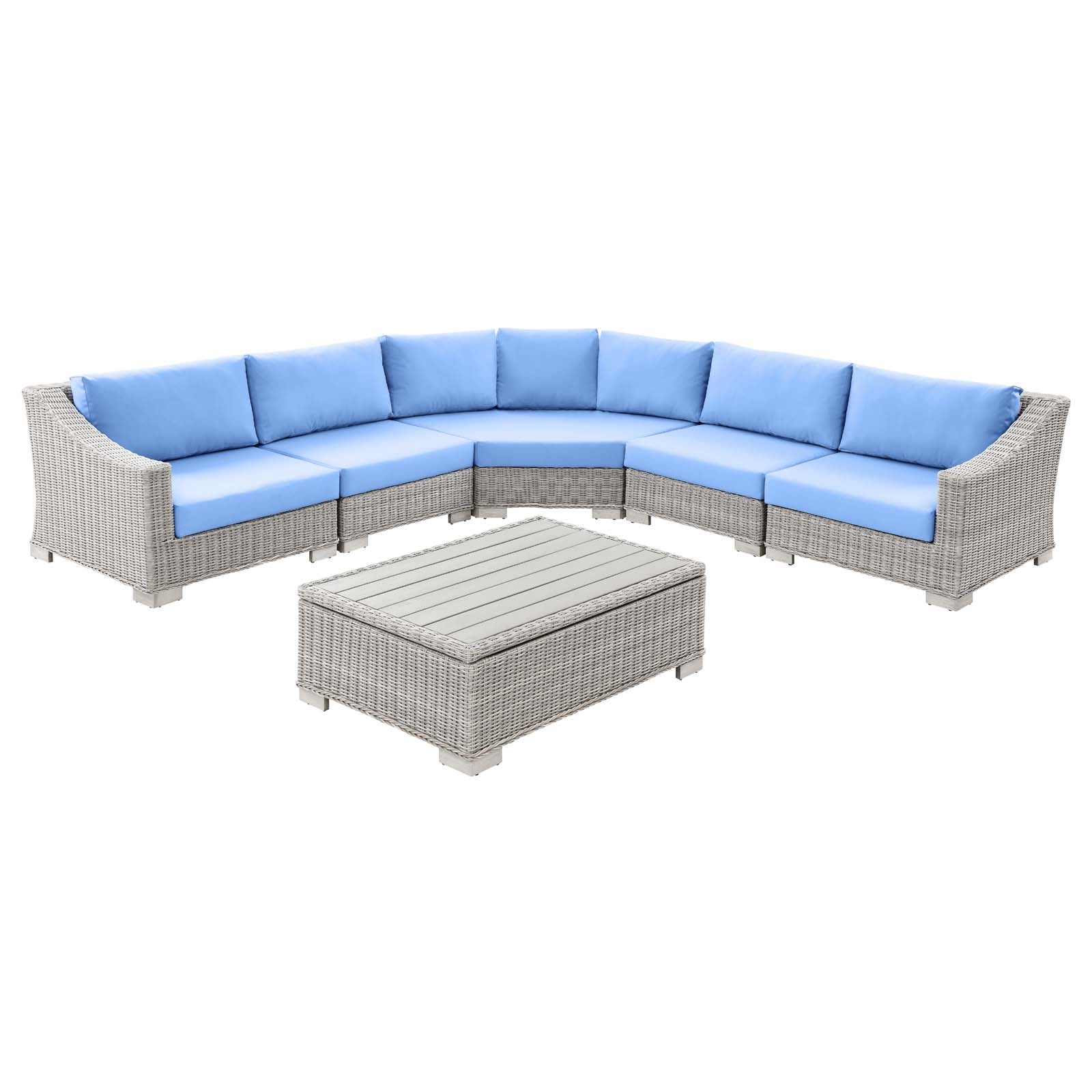 Conway Outdoor Patio Wicker Rattan 6-Piece Sectional Sofa Furniture Set