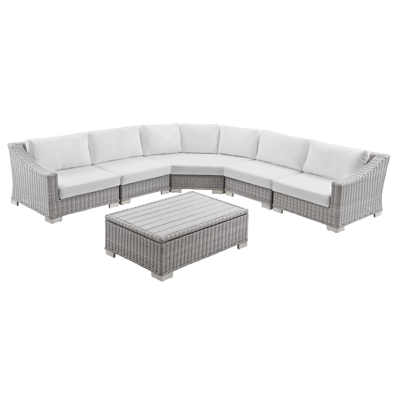 Conway Outdoor Patio Wicker Rattan 6-Piece Sectional Sofa Furniture Set