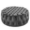 Amour Tufted Button Large Round Performance Velvet Ottoman