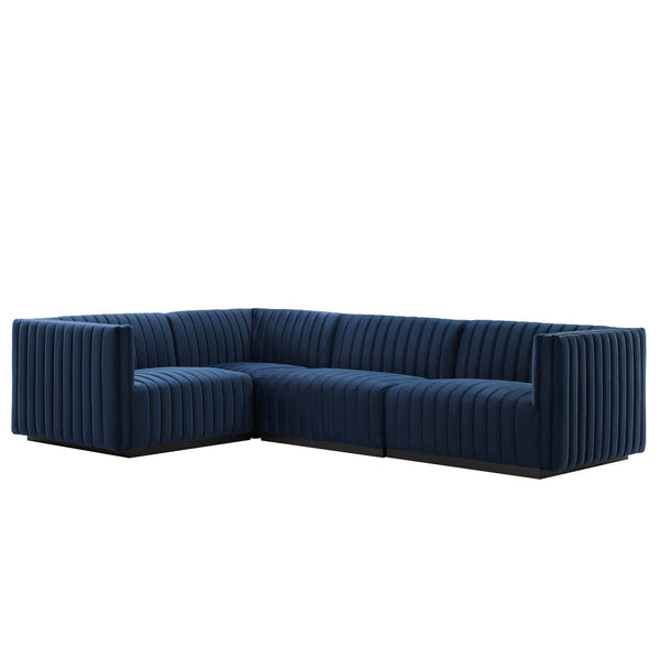 Conjure Channel Tufted Performance Velvet 4-Piece Sectional