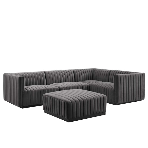 Conjure Channel Tufted Performance Velvet 5-Piece Sectional