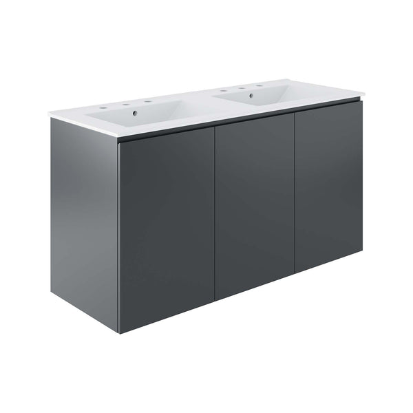 Bryn 48" Wall-Mount Double Sink Bathroom Vanity