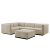 Conjure Channel Tufted Upholstered Fabric 5-Piece Sectional