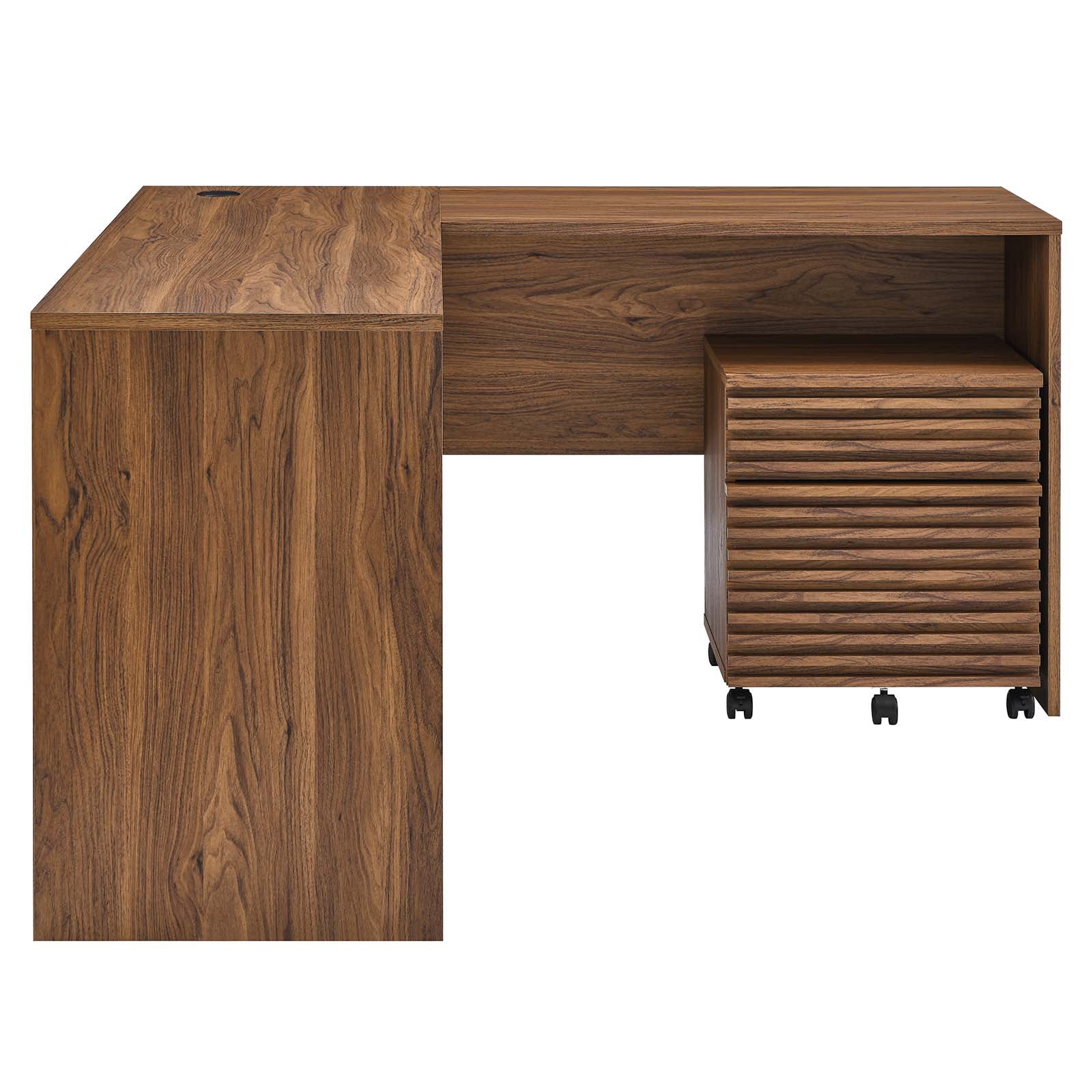 Render Wood Desk and File Cabinet Set