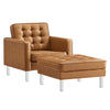 Loft Tufted Vegan Leather Armchair and Ottoman Set