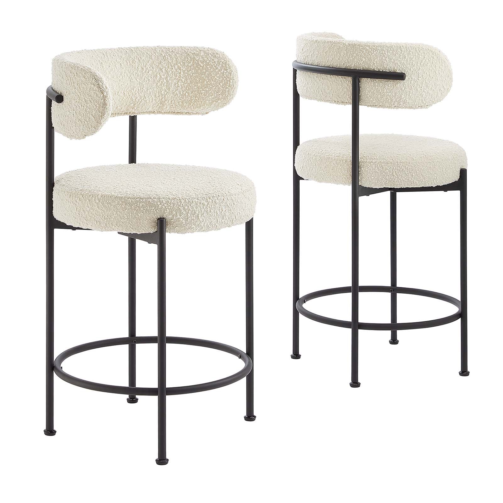 Albie Boucle Fabric Counter Stools - Set of 2