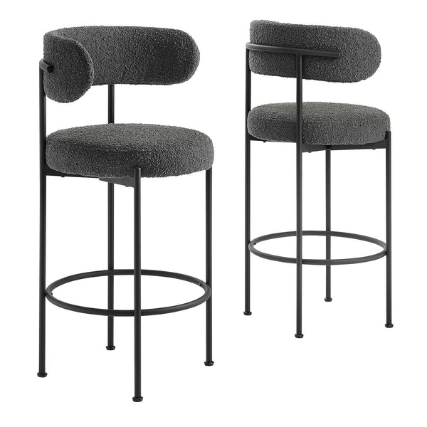 Albie Boucle Fabric Bar Stools - Set of 2