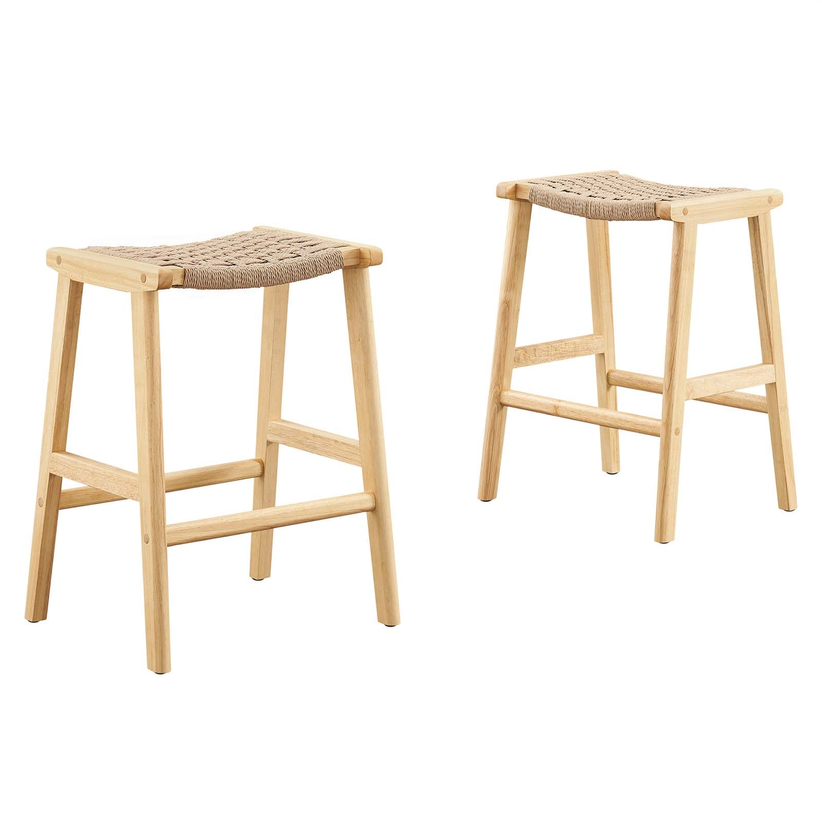 Saoirse Woven Rope Wood Counter Stool - Set of 2