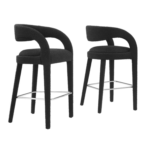 Pinnacle Boucle Upholstered Bar Stool Set of Two