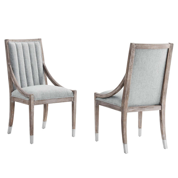 Maison French Vintage Tufted Fabric Dining Armchairs Set of 2