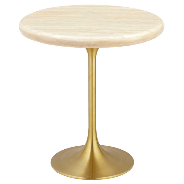 Lippa 20" Round Artificial Travertine  Side Table