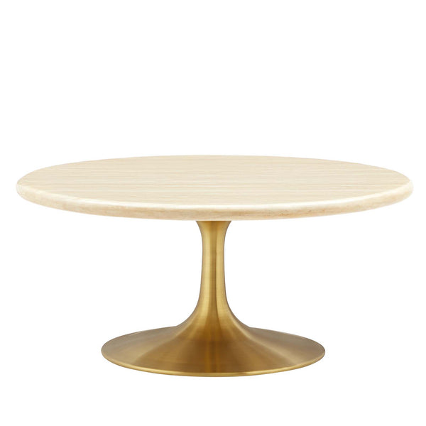 Lippa 36” Round Artificial Travertine  Coffee Table