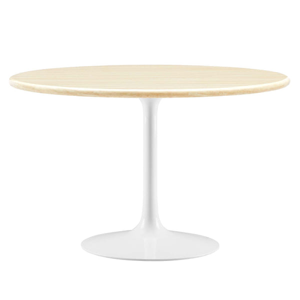 Lippa 48" Round Artificial Travertine  Dining Table