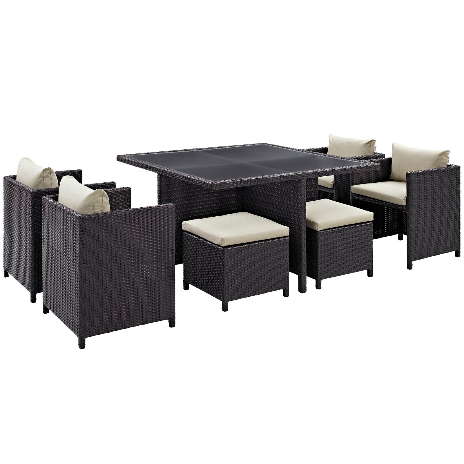 Inverse 9 Piece Outdoor Patio Dining Set