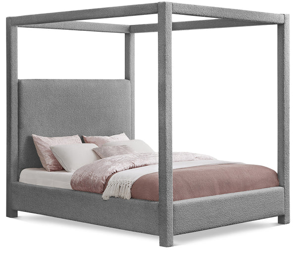 Eden Grey Boucle Fabric King Bed (3 Boxes)