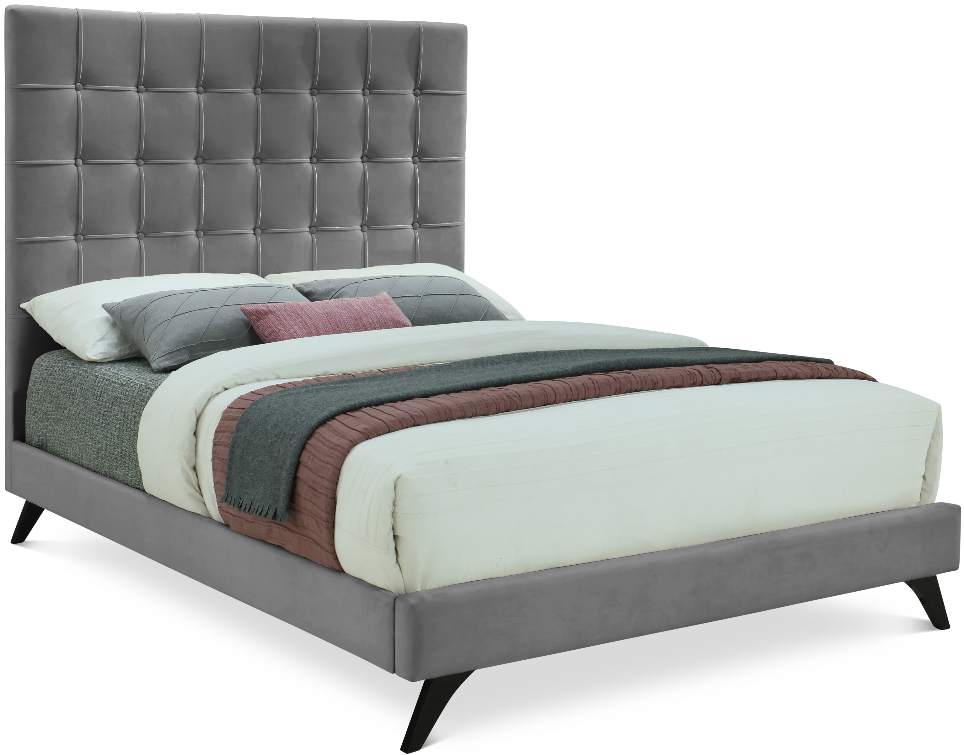 Elly Grey Velvet King Bed