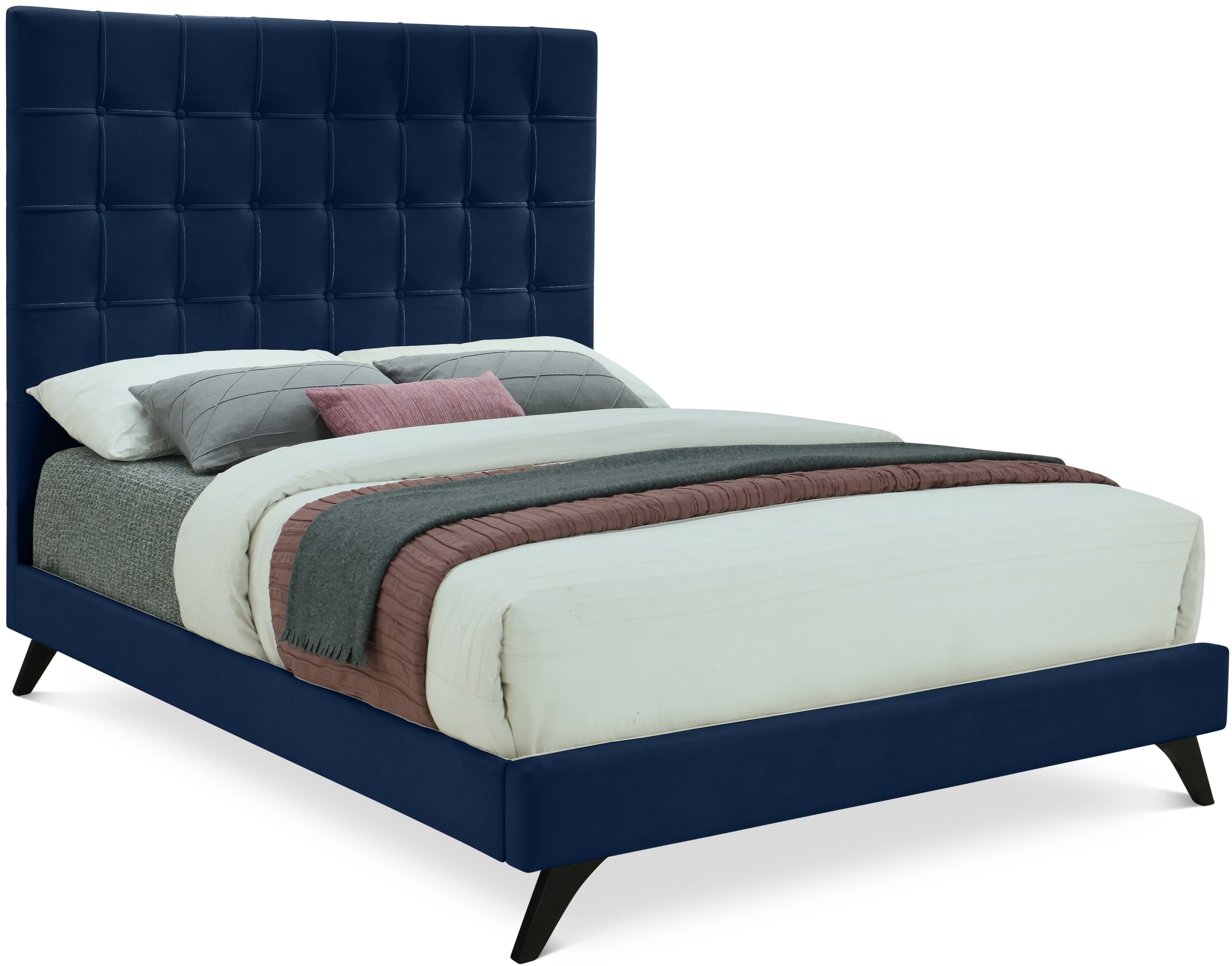 Elly Navy Velvet Full Bed