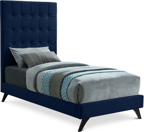 Elly Navy Velvet Twin Bed