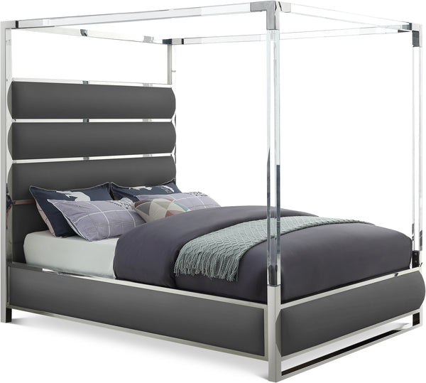 Encore Grey Vegan Leather Queen Bed (4 Boxes)