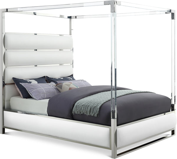 Encore White Vegan Leather King Bed (4 Boxes)