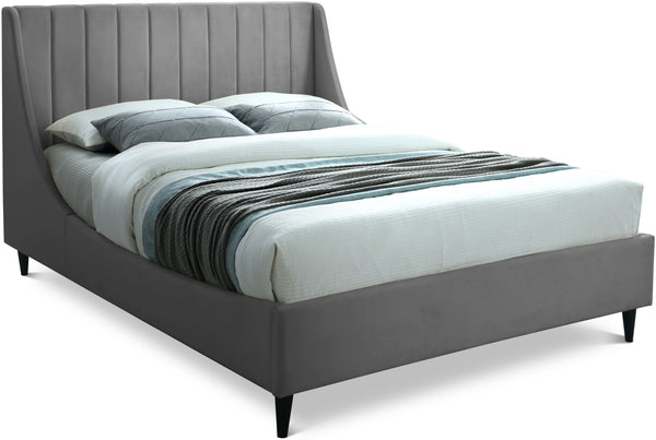 Eva Grey Velvet Full Bed