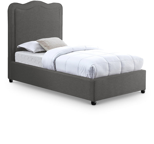 Felix Grey Linen Textured Fabric Twin Bed